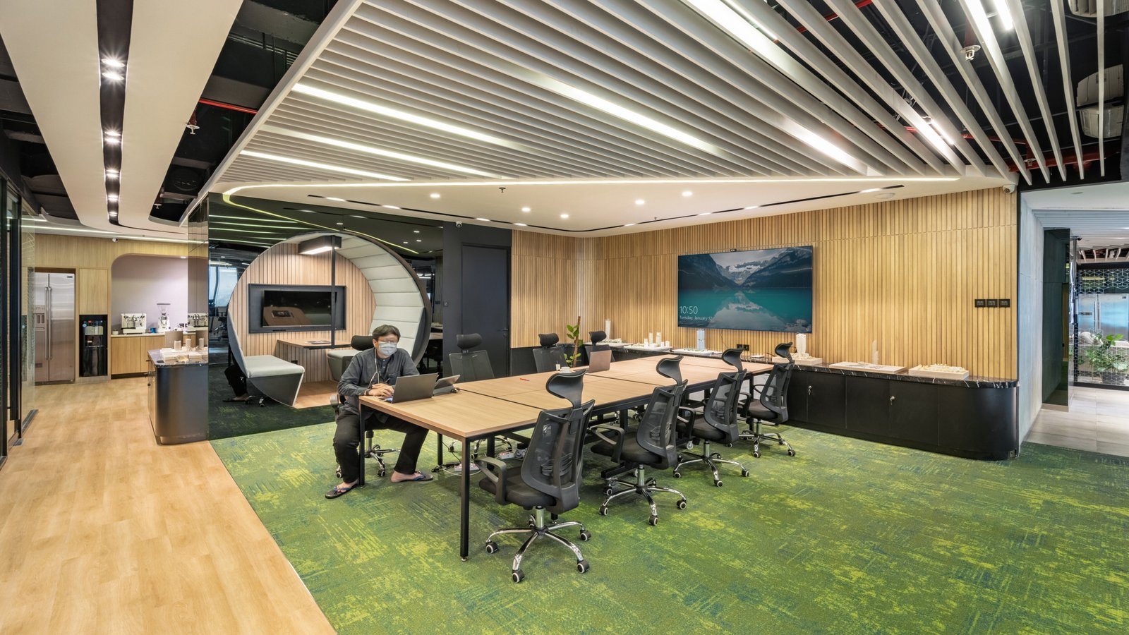 a meeting room with proper lighting