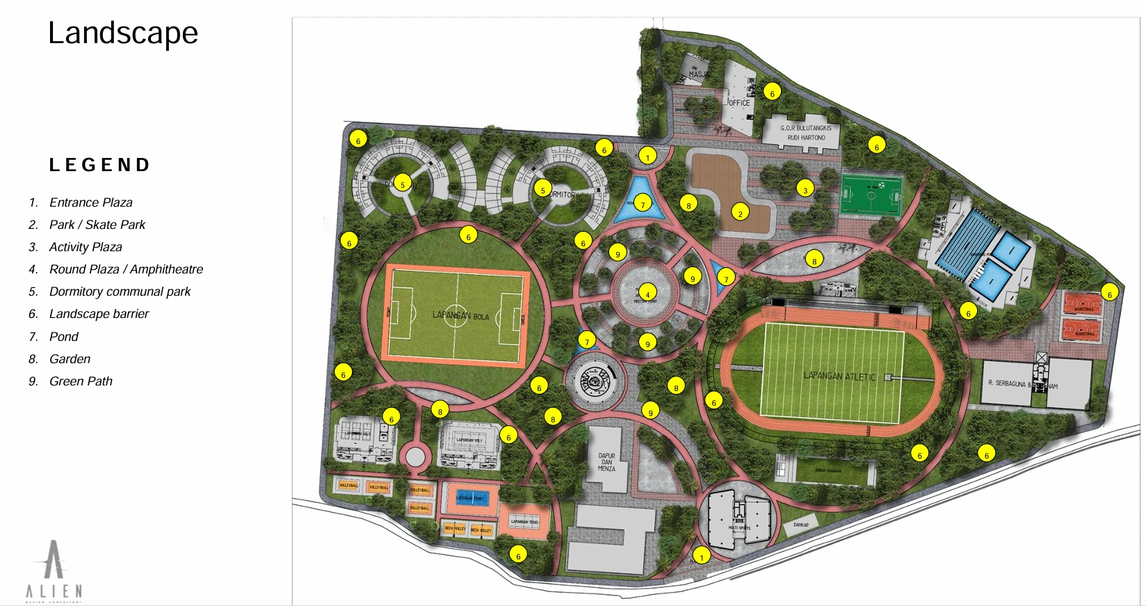 Konsep Arsitektur: Clustering dan Fluid Connection – Revitalisasi Arsitektur PPOP Ragunan oleh Alien Design Consultant