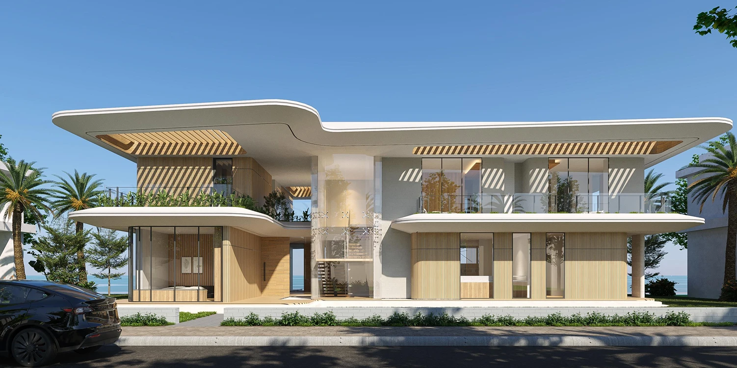 Konsep Desain Alternatif 1: Fluiditas Dinamis untuk Garis Pantai – Mengintip Arsitektur Villa Pesisir Pantai Abu Dhabi Karya Alien Design