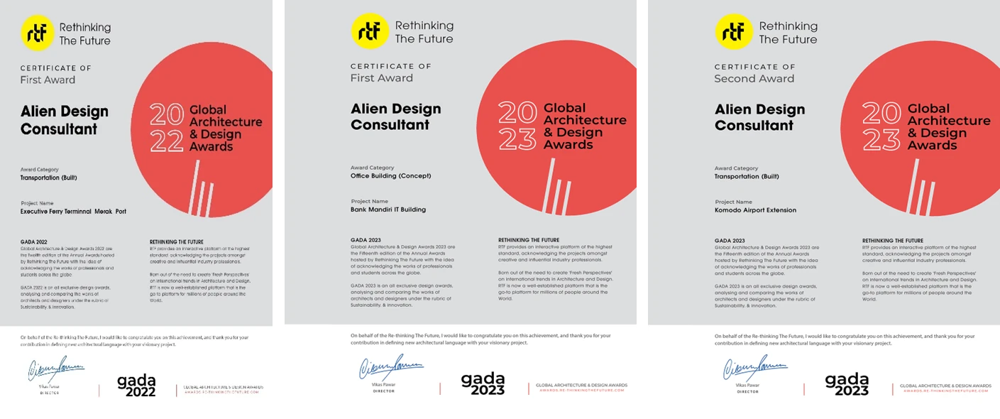 2. RTF Global Architecture Awards – Prestasi Alien Design Consultant: Dari BCI Asia hingga Asia Property Awards