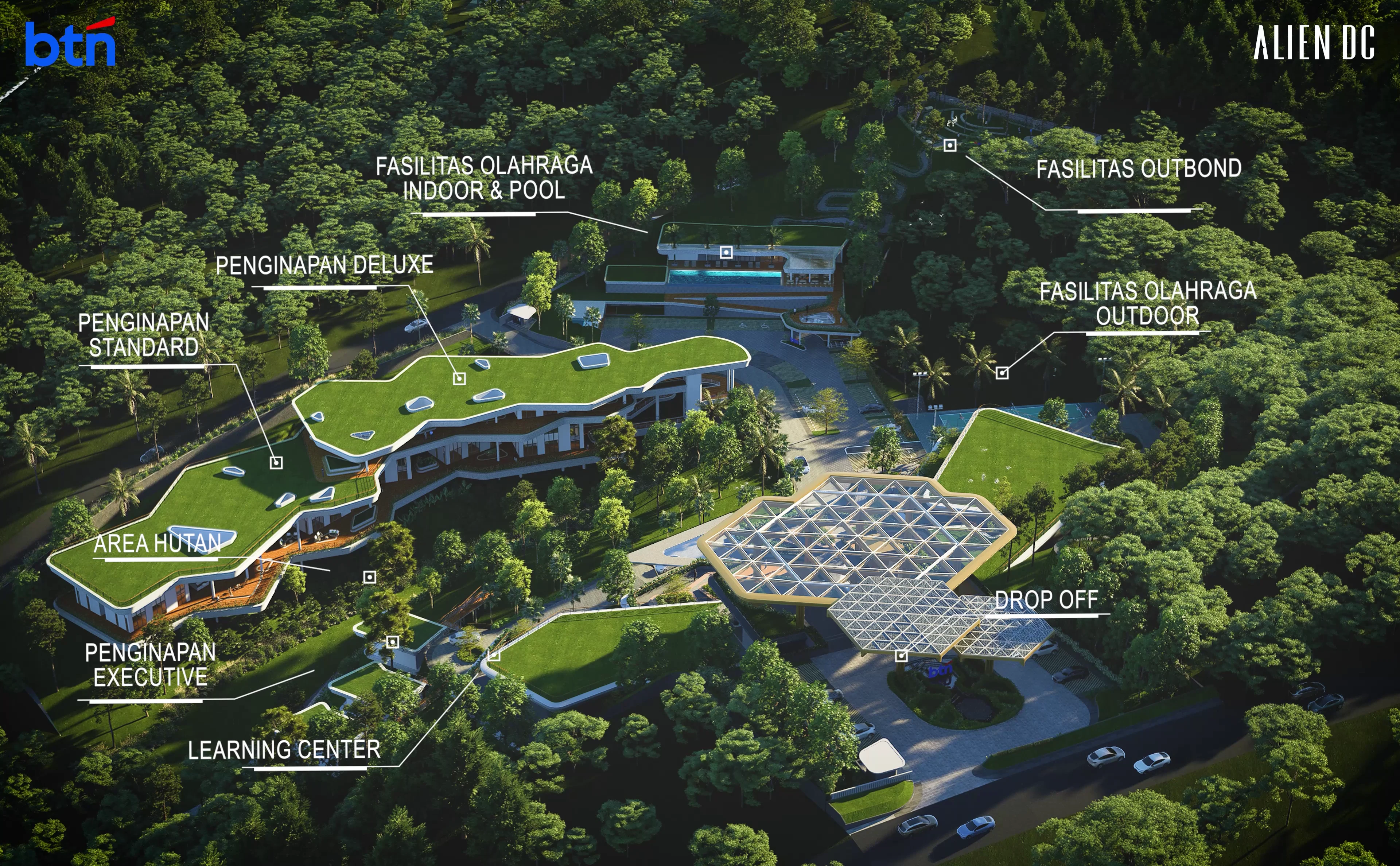 Visi Desain Arsitektur: Tempat Belajar dan Bertumbuh – BTN Resmikan Groundbreaking Learning Center di Bandung: Desain Inovatif Karya Alien