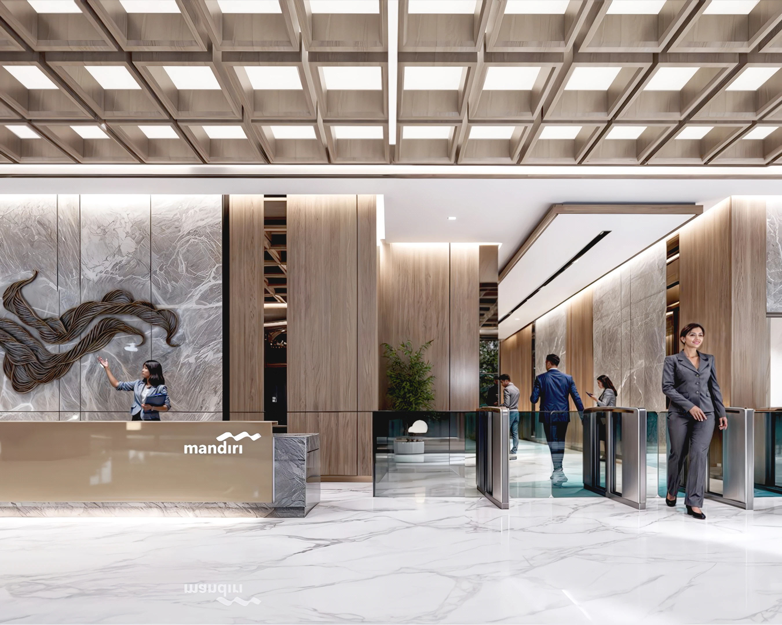 Memukau dan Inovatif: Desain Interior Lobi Mandiri Financial Center Palembang
