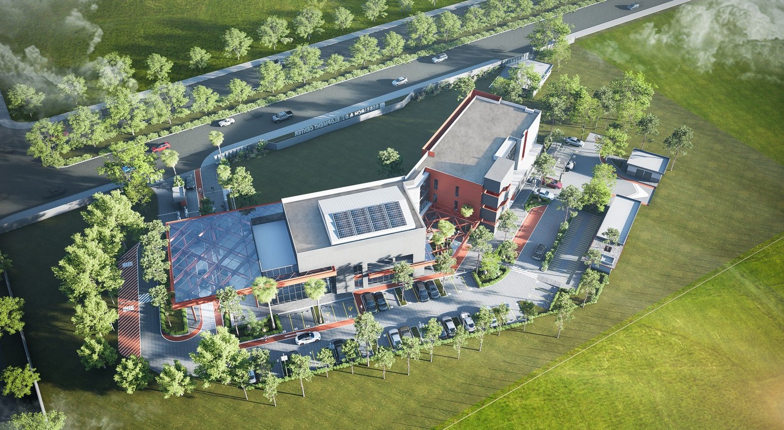 Konsep Desain: GreenPulse Hub – Arsitektur Inovatif Pusat R&D Ramah Lingkungan di Kawasan Industri Banten