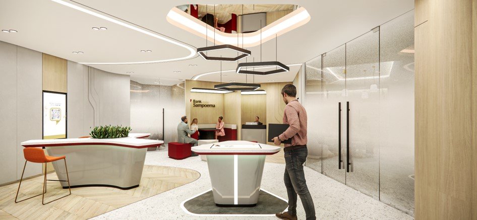 Proposal Desain Interior Bank Sampoerna: Strategi Desain Dinamis, Inklusif, dan Berbasis Teknologi