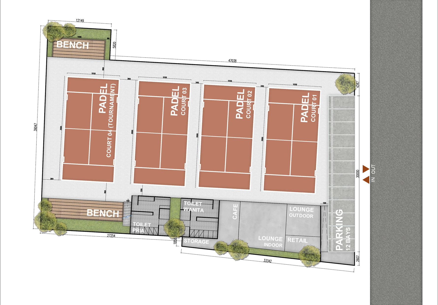 Pembagian Zona – Mendesain Lapangan Padel yang Ideal: Tempat Bermain, Berkumpul, dan Bernafas di Tengah Kota
