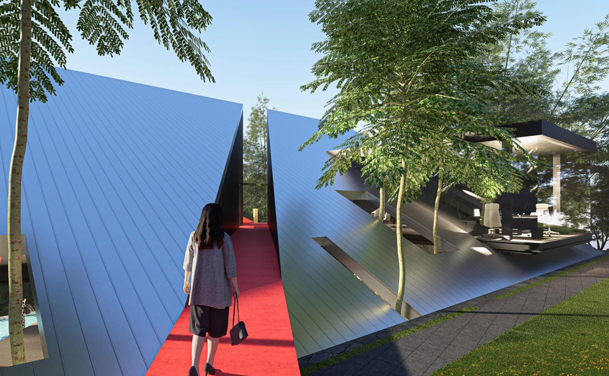 Kantor yang Hadir Seperti “Objek Seni di Tengah Hutan” – Arsitektur Tamansari Office: Desain Kantor Futuristik yang Menyatu dengan Rimba
