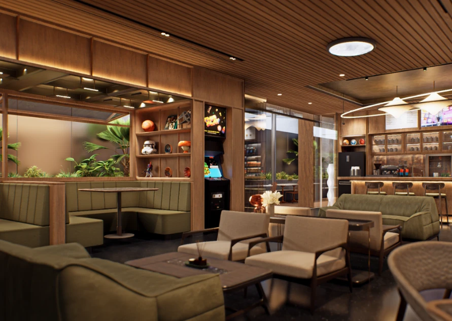 Material, Warna, dan Rasa yang Selaras – Desain Interior Cosmicafe: Saat Ruang Menjadi Bahasa Brand