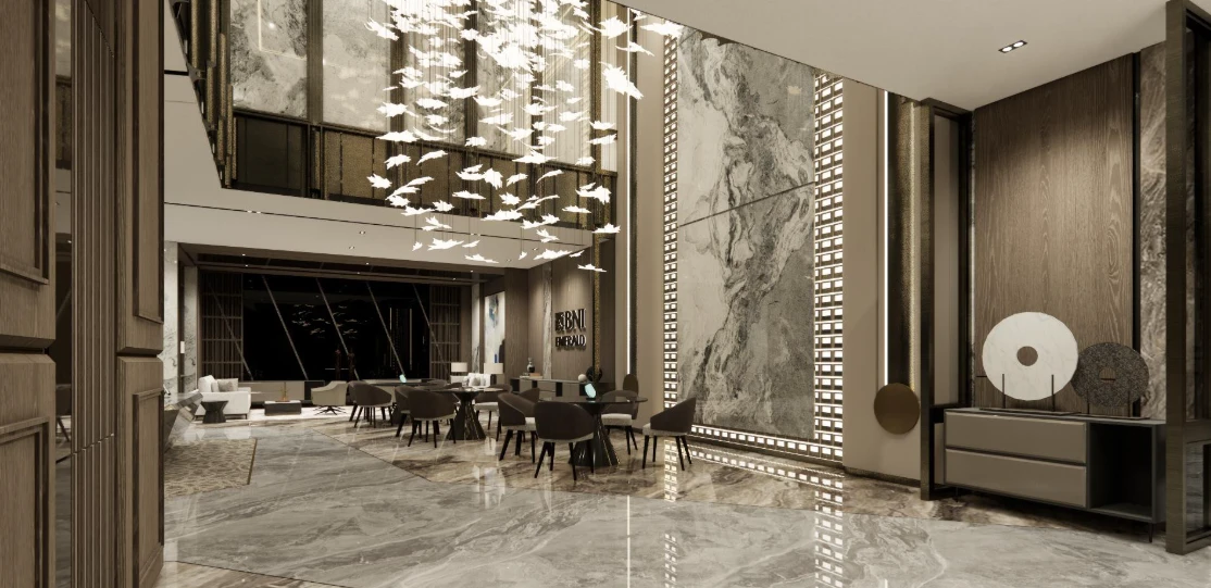 Pengalaman Spasial – Desain Interior Lobby BNI Emerald Tower di PIK 2