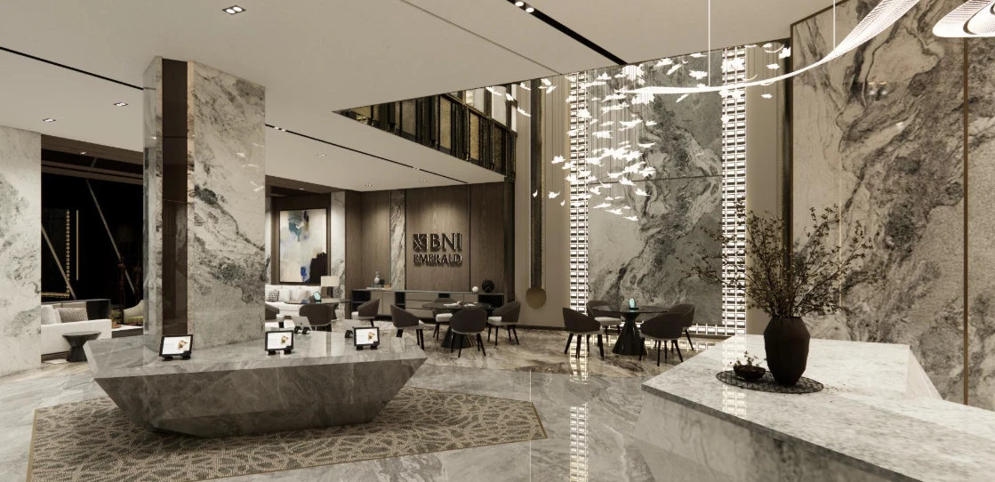 Strategi Desain – Desain Interior Lobby BNI Emerald Tower di PIK 2