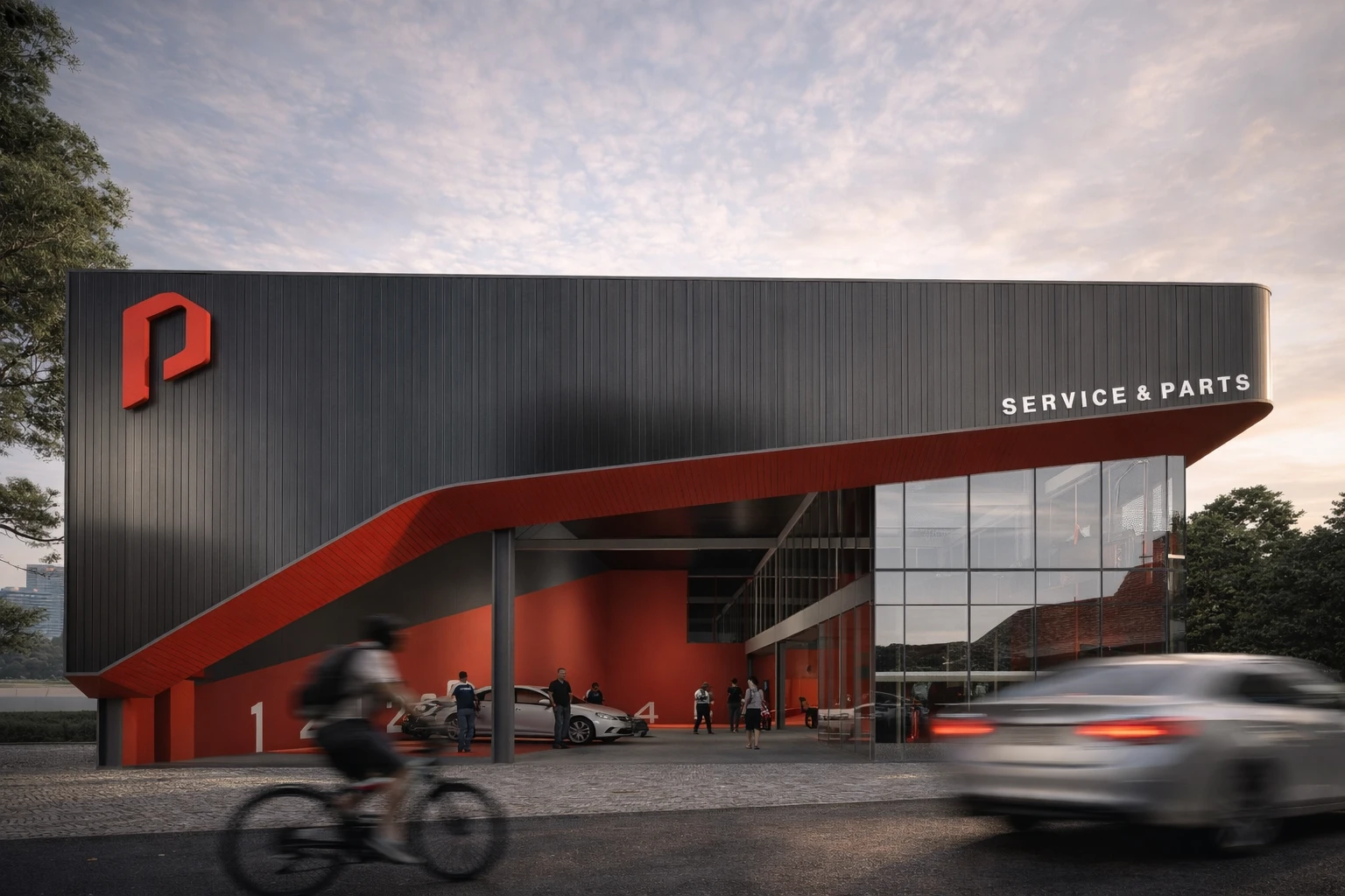 Area Service & Parts yang Efisien – Desain Futuristik Showroom Polytron Sudirman: Arsitektur dengan Fasad Ikonik
