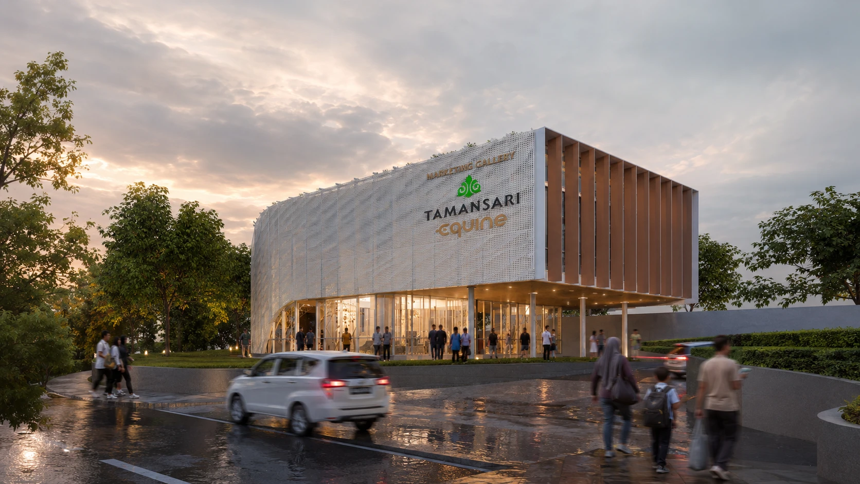 Desain Arsitektur Marketing Gallery Modern di Tamansari Equine
