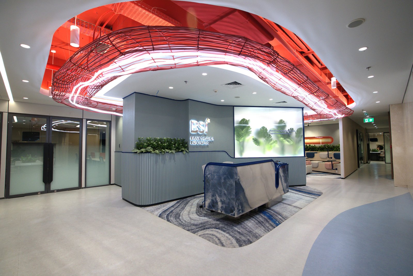Reception Area Sebagai Identitas Visual Setiap Departemen – Desain Interior Kantor BSI Tower Lantai 22 & 23: Konsep Workspace Modern